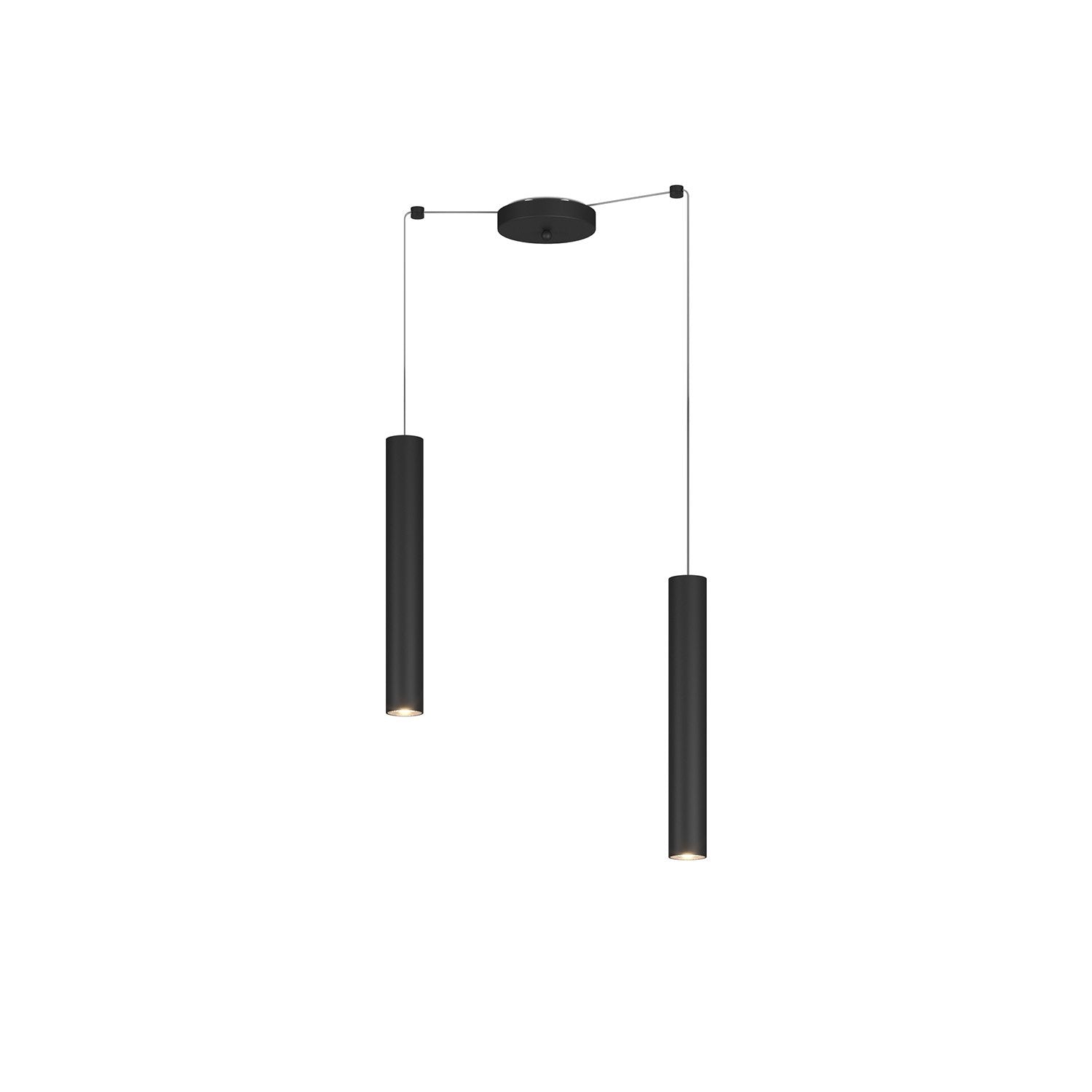 Lampadario Industrial-Minimal Xeana Metallo Nero 2 Luci Gu10