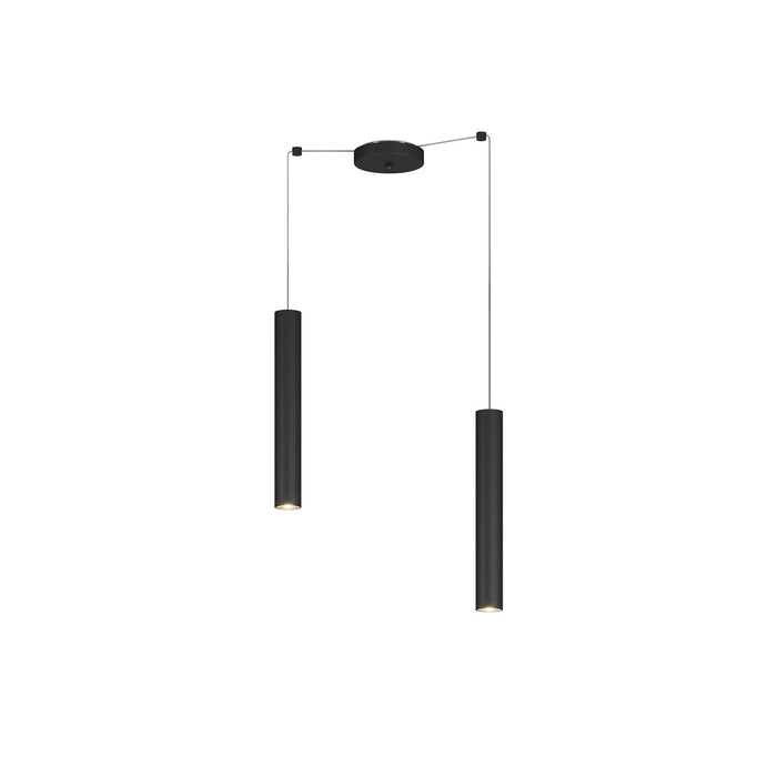 Lampadario Industrial-Minimal Xeana Metallo Nero 2 Luci Gu10