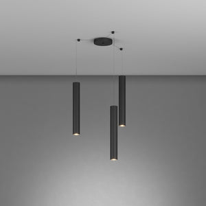 Lampadario Industrial-Minimal Xeana Metallo Nero 3 Luci Gu10
