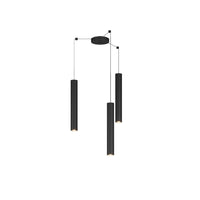 Lampadario Industrial-Minimal Xeana Metallo Nero 3 Luci Gu10