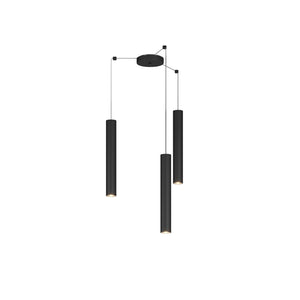 Lampadario Industrial-Minimal Xeana Metallo Nero 3 Luci Gu10
