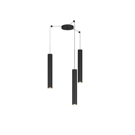 Lampadario Industrial-Minimal Xeana Metallo Nero 3 Luci Gu10