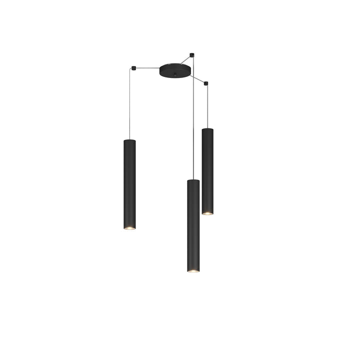 Lampadario Industrial-Minimal Xeana Metallo Nero 3 Luci Gu10