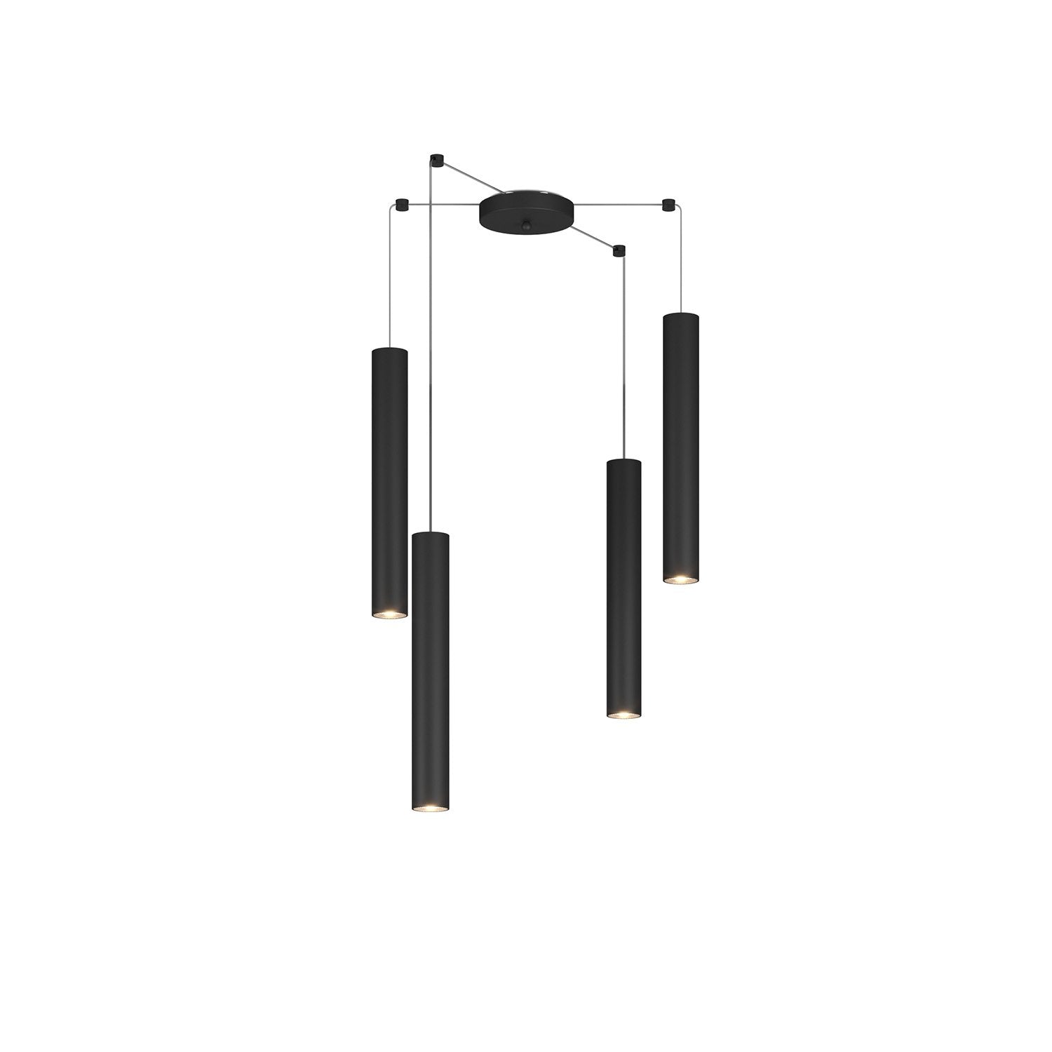 Lampadario Industrial-Minimal Xeana Metallo Nero 4 Luci Gu10