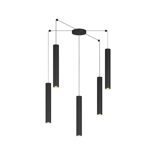 Lampadario Industrial-Minimal Xeana Metallo Nero 5 Luci Gu10