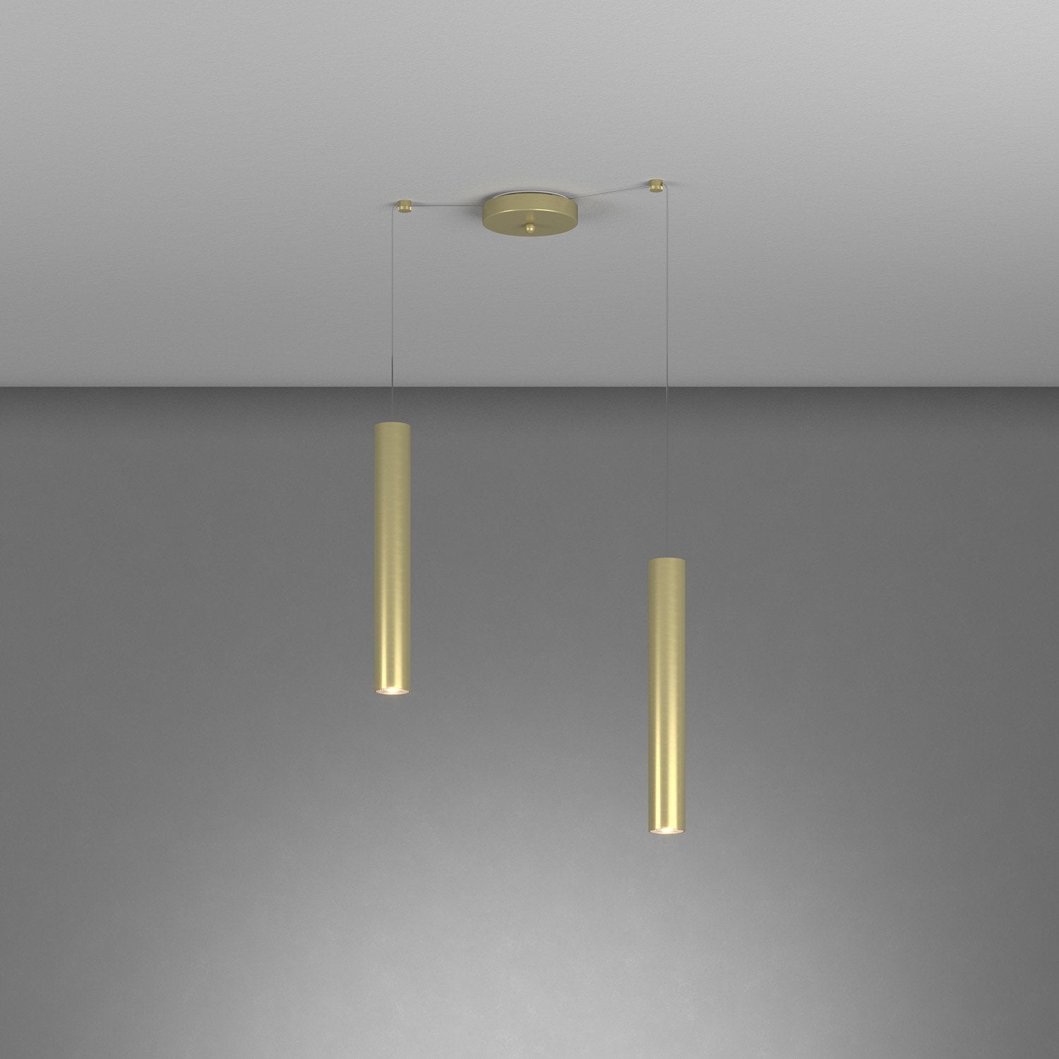 Lampadario Industrial-Minimal Xeana Metallo Ottone 2 Luci Gu10