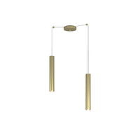 Lampadario Industrial-Minimal Xeana Metallo Ottone 2 Luci Gu10