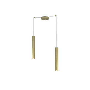 Lampadario Industrial-Minimal Xeana Metallo Ottone 2 Luci Gu10