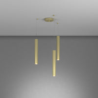 Lampadario Industrial-Minimal Xeana Metallo Ottone 3 Luci Gu10