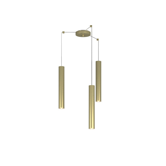 Lampadario Industrial-Minimal Xeana Metallo Ottone 3 Luci Gu10