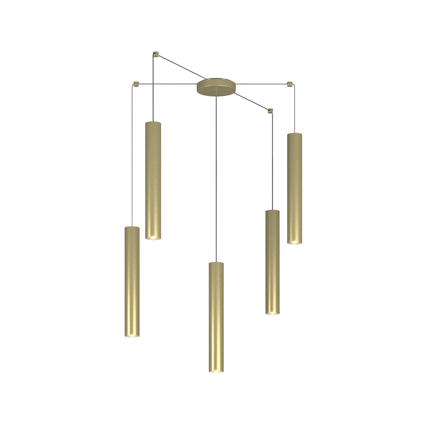 Lampadario Industrial-Minimal Xeana Metallo Ottone 5 Luci Gu10