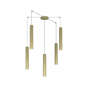 Lampadario Industrial-Minimal Xeana Metallo Ottone 5 Luci Gu10