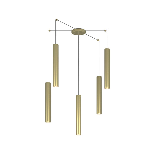 Lampadario Industrial-Minimal Xeana Metallo Ottone 5 Luci Gu10