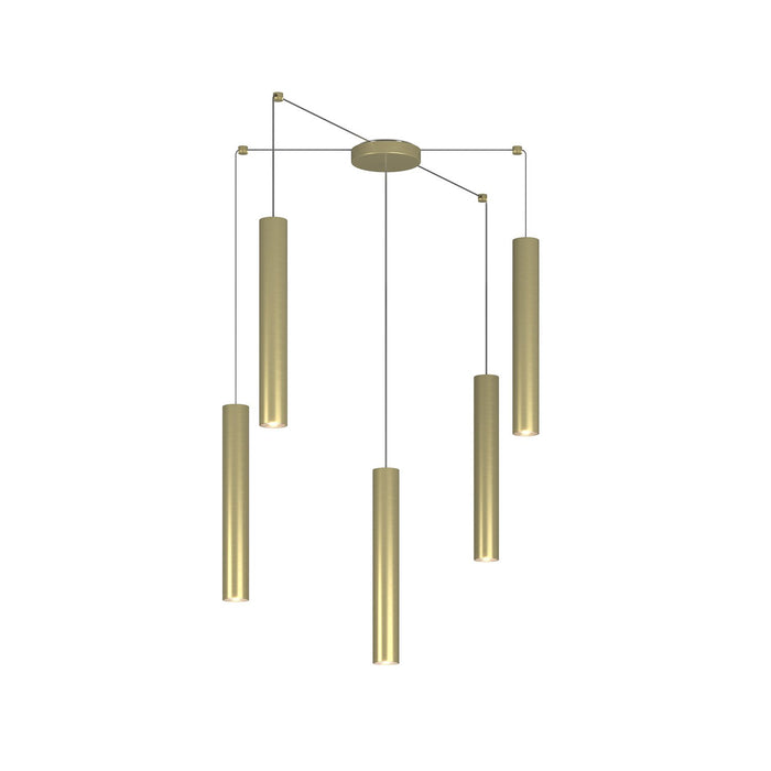 Lampadario Industrial-Minimal Xeana Metallo Ottone 5 Luci Gu10