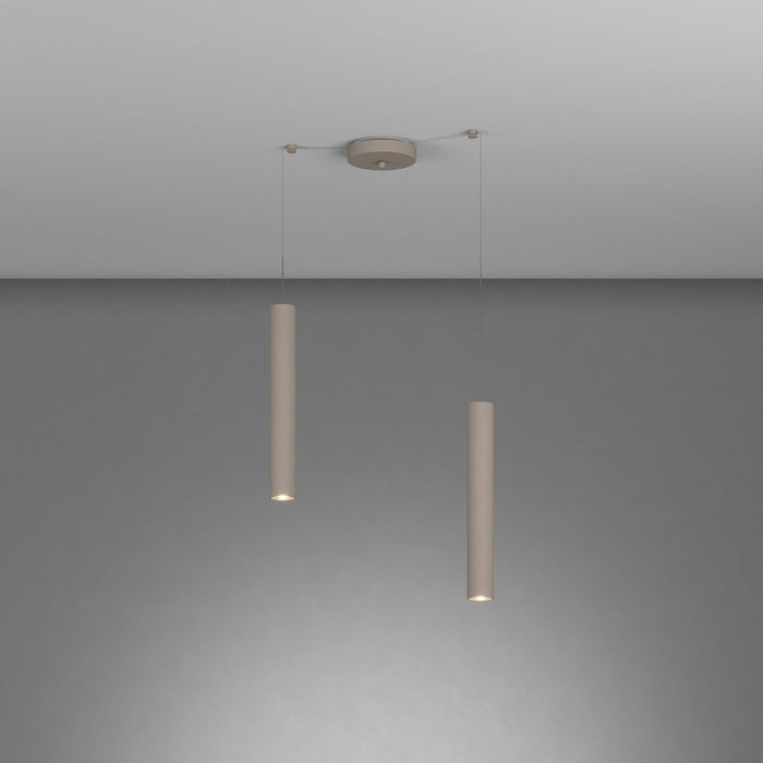 Lampadario Industrial-Minimal Xeana Metallo Marrone 2 Luci Gu10