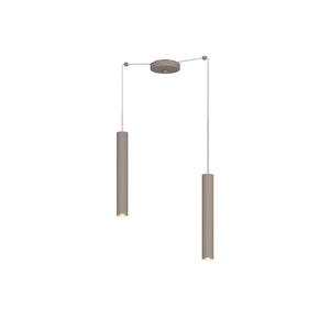 Lampadario Industrial-Minimal Xeana Metallo Marrone 2 Luci Gu10