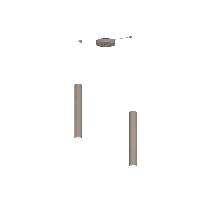 Lampadario Industrial-Minimal Xeana Metallo Marrone 2 Luci Gu10