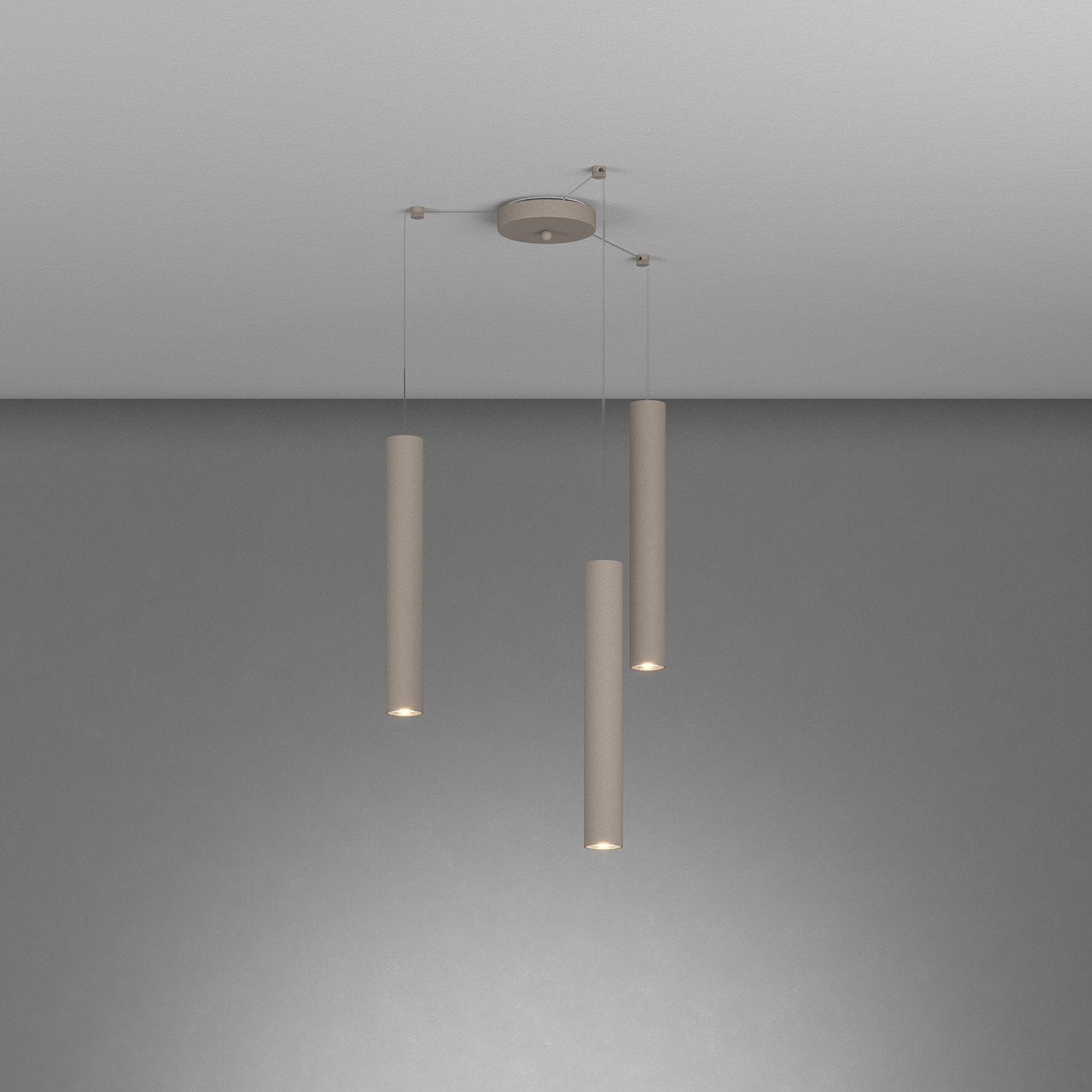 Lampadario Industrial-Minimal Xeana Metallo Marrone 3 Luci Gu10