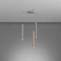 Lampadario Industrial-Minimal Xeana Metallo Marrone 3 Luci Gu10