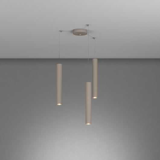 Lampadario Industrial-Minimal Xeana Metallo Marrone 3 Luci Gu10