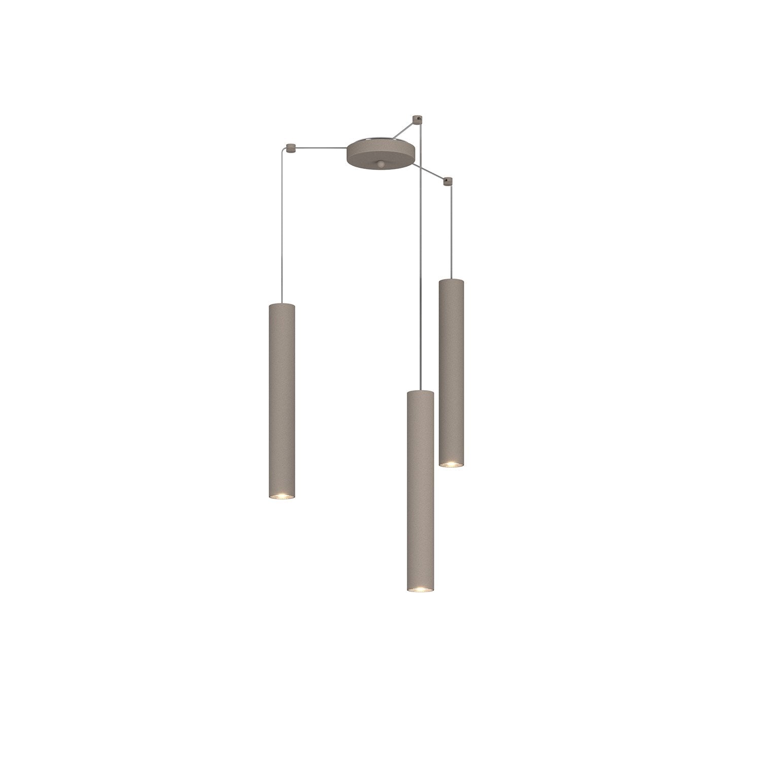Lampadario Industrial-Minimal Xeana Metallo Marrone 3 Luci Gu10