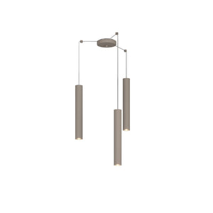Lampadario Industrial-Minimal Xeana Metallo Marrone 3 Luci Gu10