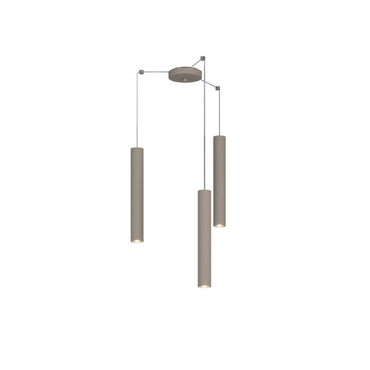 Lampadario Industrial-Minimal Xeana Metallo Marrone 3 Luci Gu10