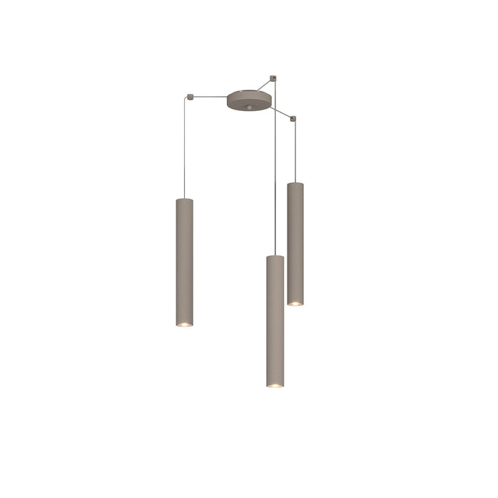 Lampadario Industrial-Minimal Xeana Metallo Marrone 3 Luci Gu10