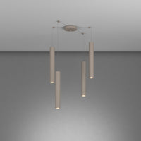 Lampadario Industrial-Minimal Xeana Metallo Marrone 4 Luci Gu10