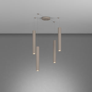 Lampadario Industrial-Minimal Xeana Metallo Marrone 4 Luci Gu10