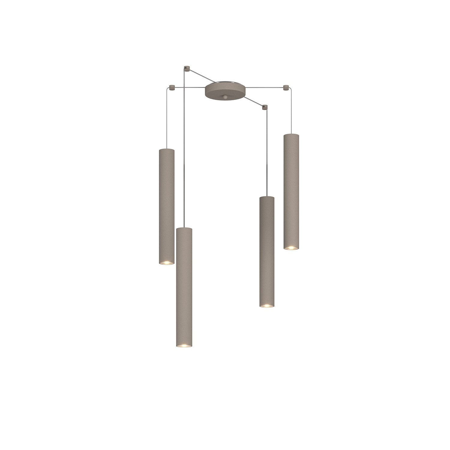 Lampadario Industrial-Minimal Xeana Metallo Marrone 4 Luci Gu10