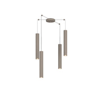 Lampadario Industrial-Minimal Xeana Metallo Marrone 4 Luci Gu10
