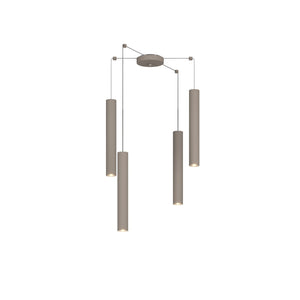 Lampadario Industrial-Minimal Xeana Metallo Marrone 4 Luci Gu10