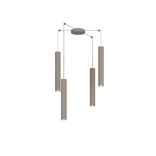 Lampadario Industrial-Minimal Xeana Metallo Marrone 4 Luci Gu10