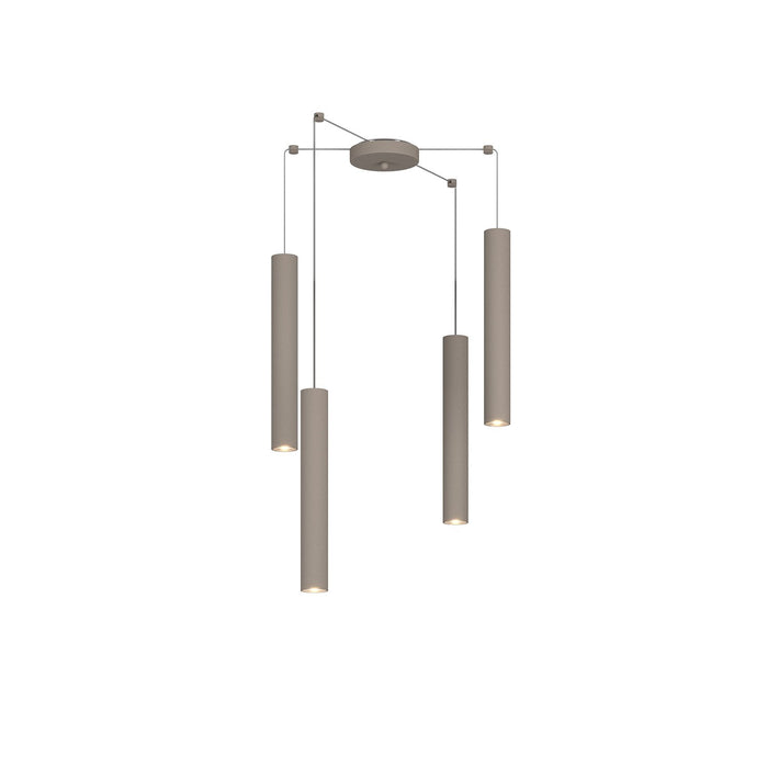 Lampadario Industrial-Minimal Xeana Metallo Marrone 4 Luci Gu10