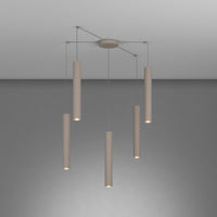 Lampadario Industrial-Minimal Xeana Metallo Marrone 5 Luci Gu10