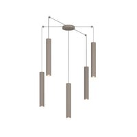 Lampadario Industrial-Minimal Xeana Metallo Marrone 5 Luci Gu10