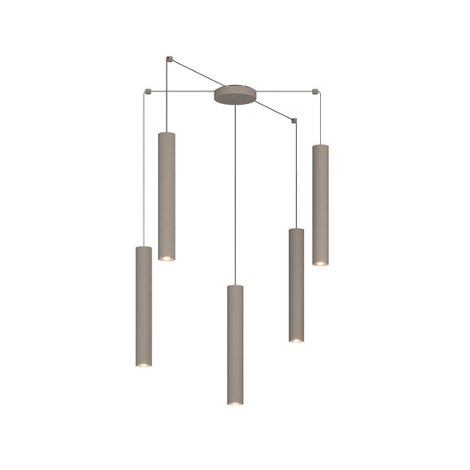 Lampadario Industrial-Minimal Xeana Metallo Marrone 5 Luci Gu10