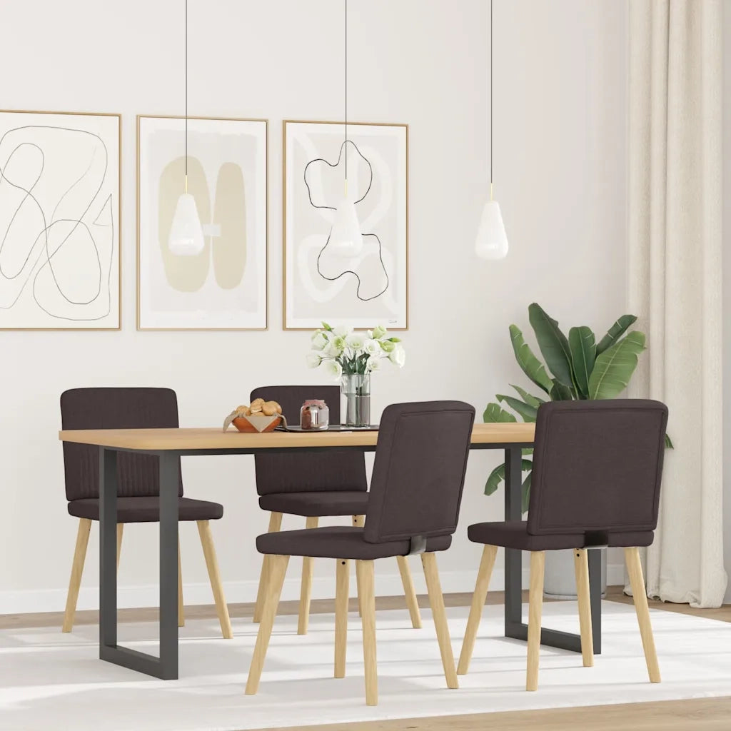 Sedie da Pranzo 4 pz Marrone Scuro in Tessuto 3315301