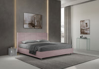 Letto Matrimoniale King Size 180x210 cm con Rete Imbottito in Microfibra Mika Glicine