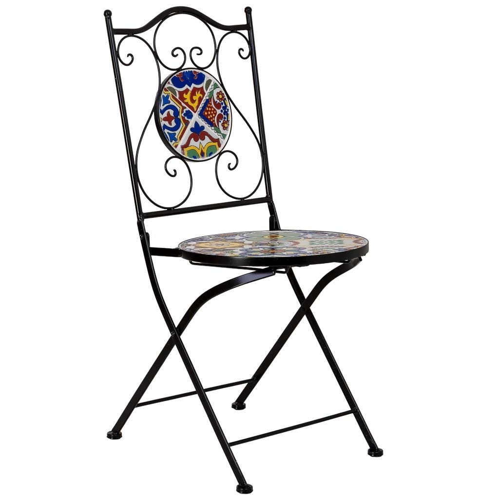 Tavolo e 2 sedie, metallo Blu, 60x60x75h cm, 38x46x90h cm