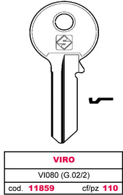 Silca chiave ottone vi080 (g.vac 2) viro (100 pezzi) - Silca