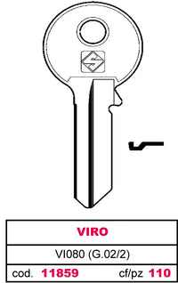 Silca chiave ottone vi080 (g.vac 2) viro (100 pezzi) - Silca