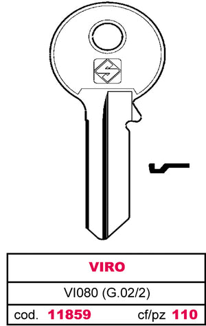 Silca chiave ottone vi080 (g.vac 2) viro (100 pezzi) - Silca