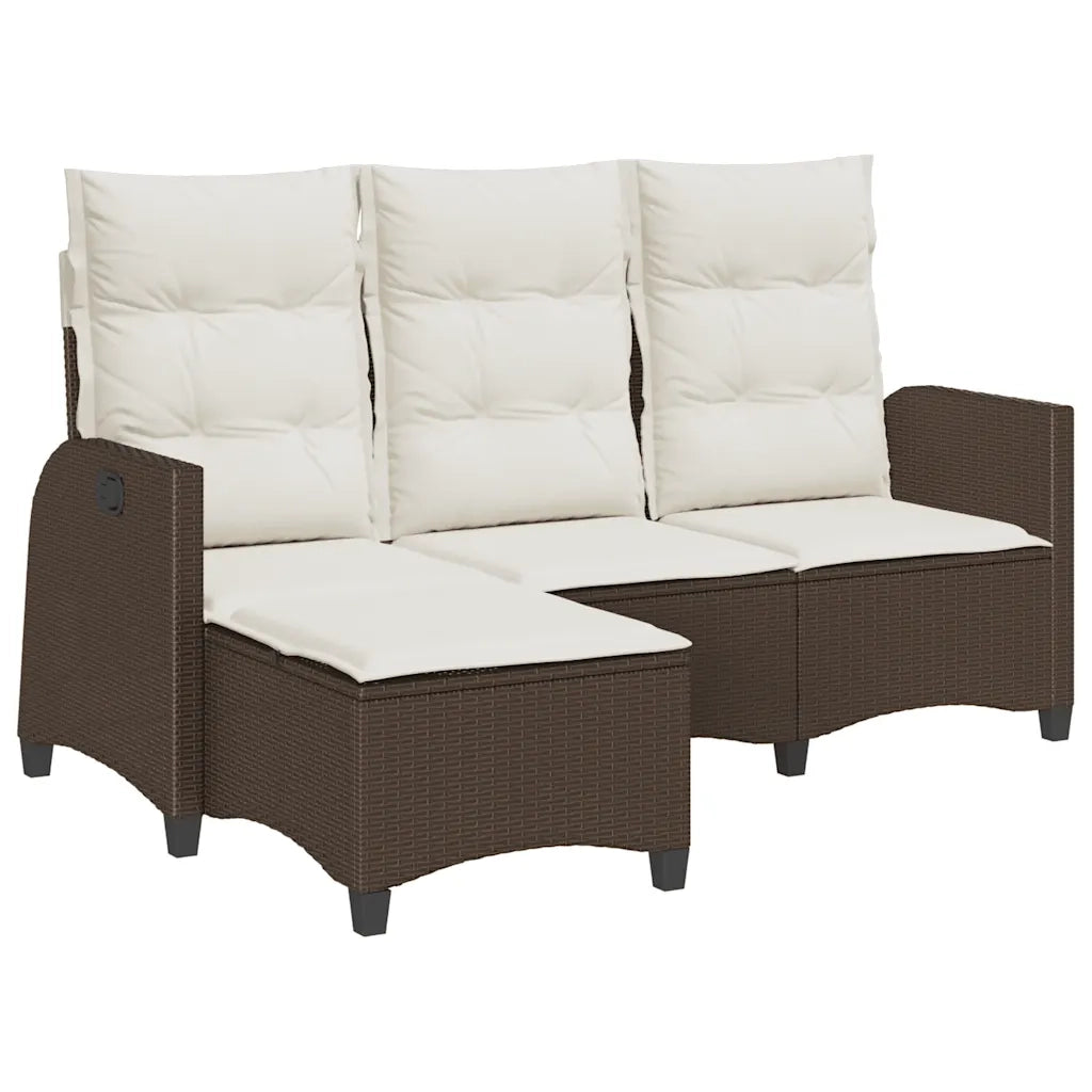 Divano Reclinabile Giardino con Cuscini a L Marrone Polyrattan 4108239