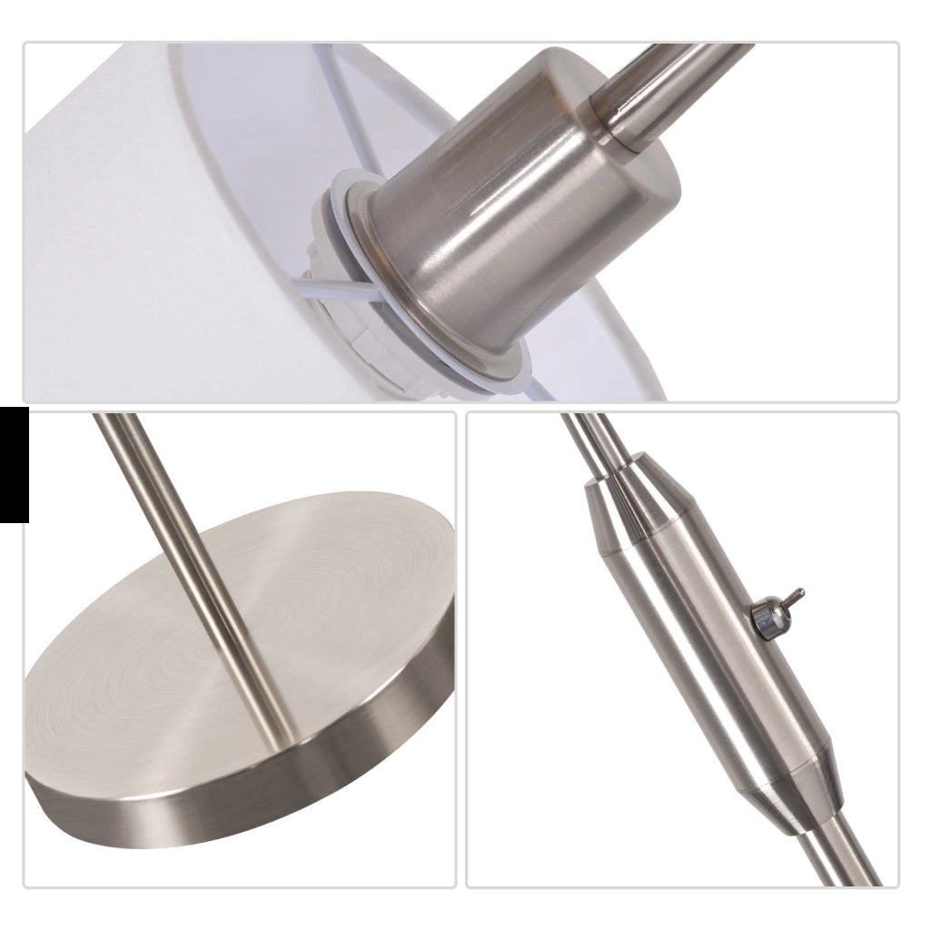 ZMH Lampada da terra vintage argento E14 paralume tessuto arco 360° per soggiorno studio