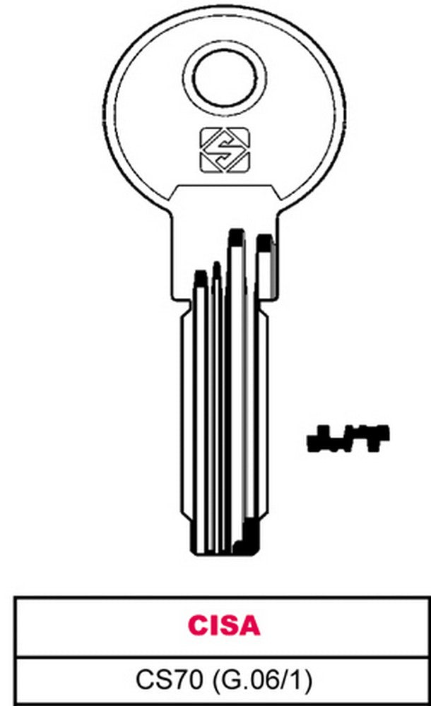 chiave punzonata ottone cs70 (g.vag 1) cisa cod:ferx.vit28587