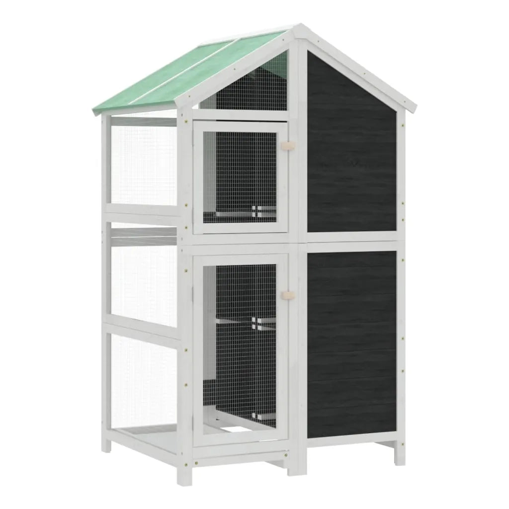 vidaXL Casetta per Uccelli Grigia 97x81x152 cm Legno Massello di Pino