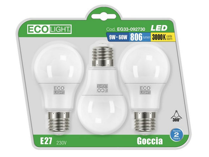 lampada a led goccia e27 blister 3 pz. luce fredda 12 w cod:ferx.vit44166