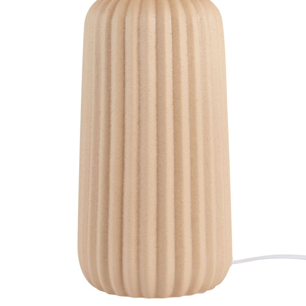 Lampada da tavolo Beige Paralume a cono in ceramica Base rigata Comodino Soggiorno Camera da letto Illuminazione
